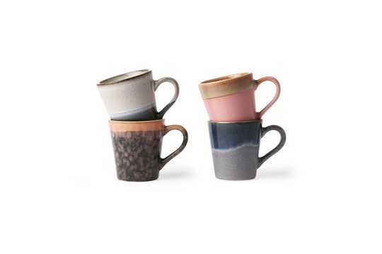 Set mit 4 Keramik-Espressotassen 70er Jahre ohne jede Grenze