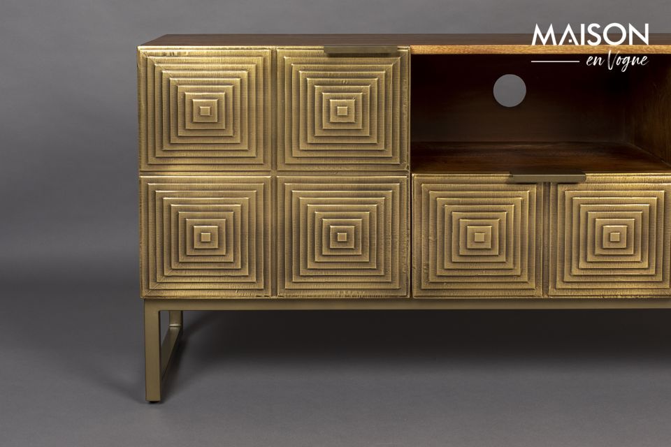 Ein Sideboard, das Gold und Braun vereint