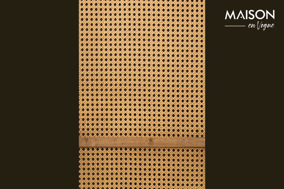 Spiegel aus Metall und Rattan