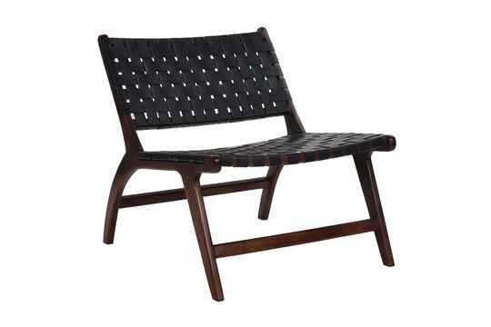 Stuhl aus Holz und Leder schwarz Aosta