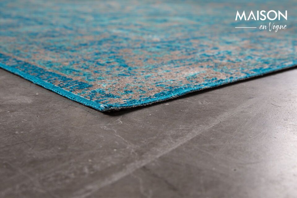 Teppich 200x200 cm aus blauem Stoff Chi - 10