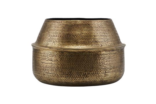 Übertopf aus Aluminium mit Goldmessing-Finish Rattan