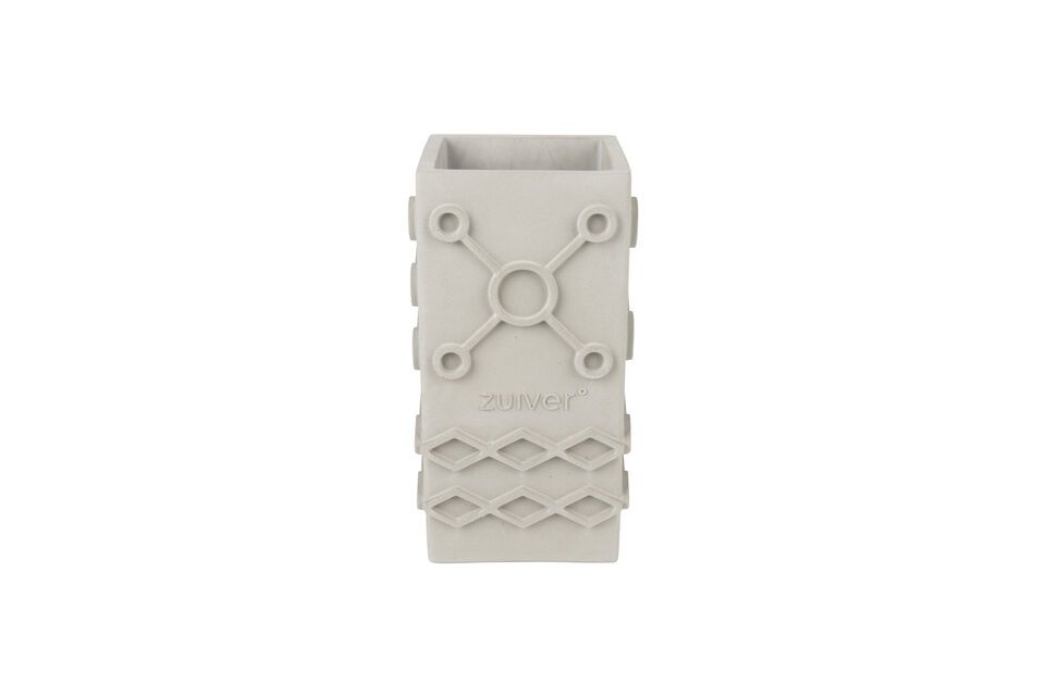 Entdecken Sie die rohe Eleganz der 25 cm großen grauen Betonvase Graphic Square