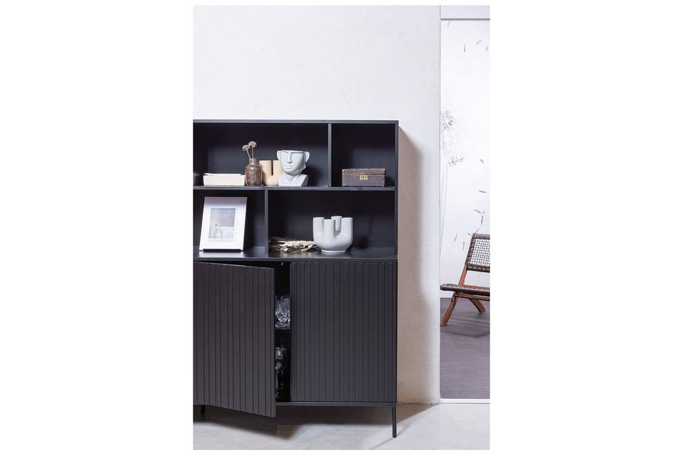 Wandschrank aus Holz schwarz New Woood - 200cm | Maison en Vogue