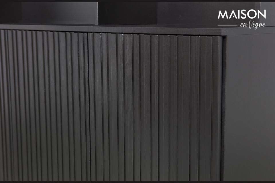 Wandschrank aus Holz schwarz New Woood - 200cm | Maison en Vogue