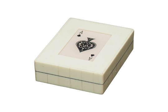Weiße Schachtel mit 2 Kartenspielen Pik-Ass